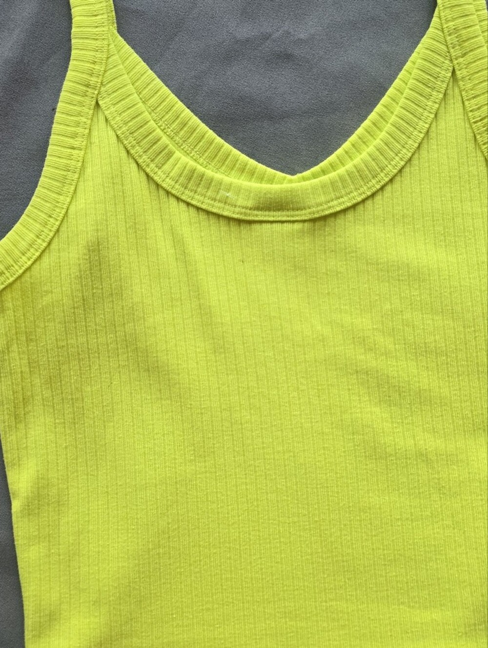 Neon Line Green Cropped Rib Tank Top - Picture 7 of 7